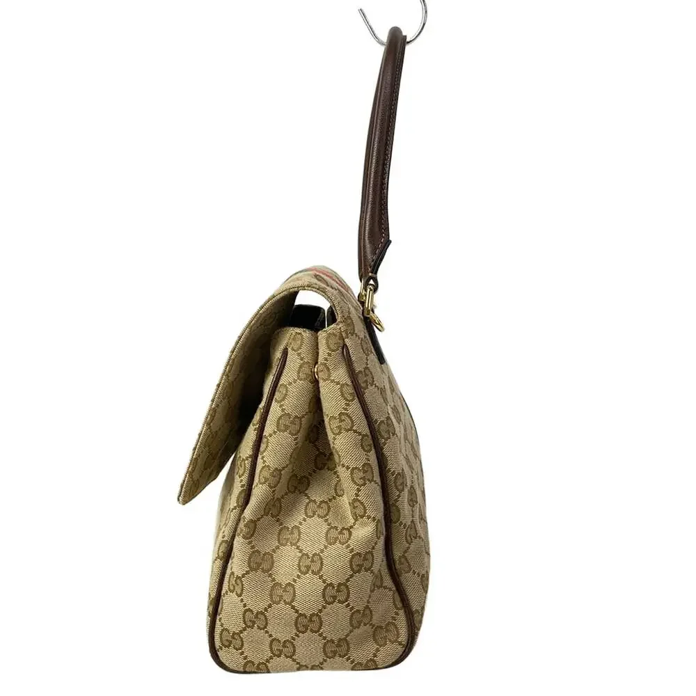 Gucci Paparazzo Medium Top-Handle Bag Handbag 875018 Beige Dark Green Multi
